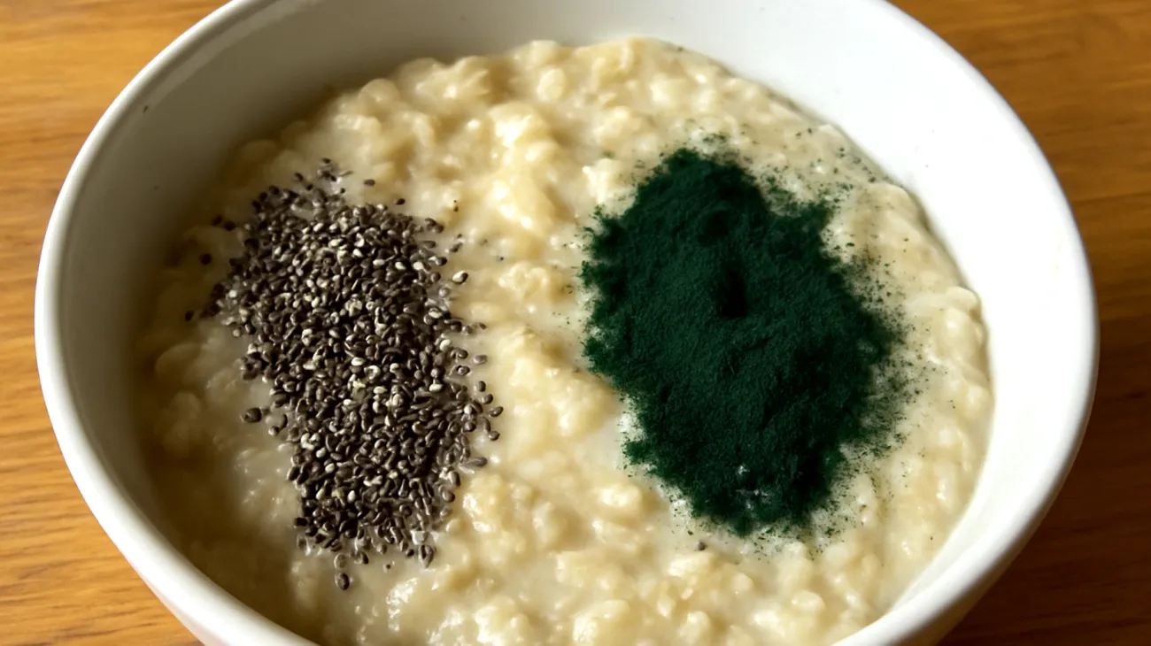 Porridge d'avoine aux graines de chia et spiruline"