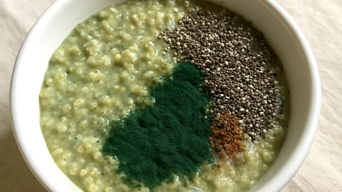 Porridge de quinoa aux graines de chia et spiruline"