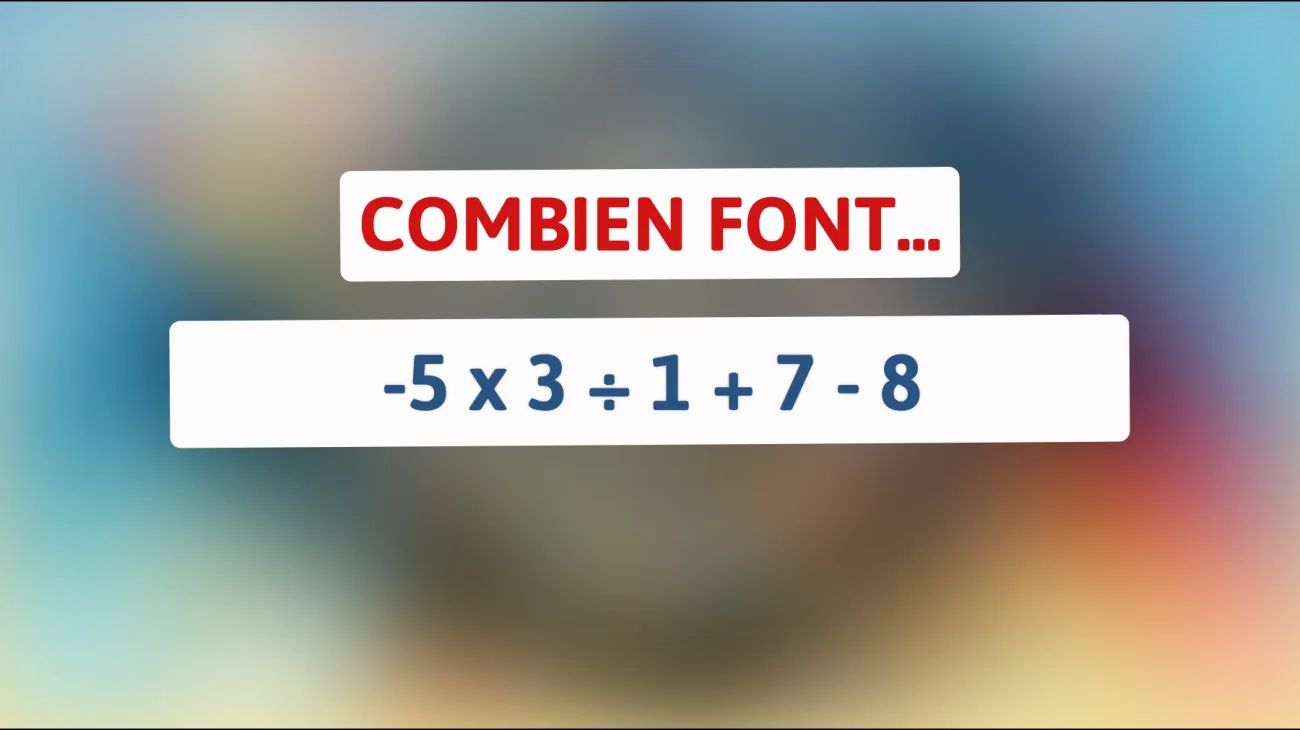 Prouvez que vous êtes un génie des maths avec cette énigme : savez-vous résoudre -5 x 3 ÷ 1 + 7 - 8 ?"
