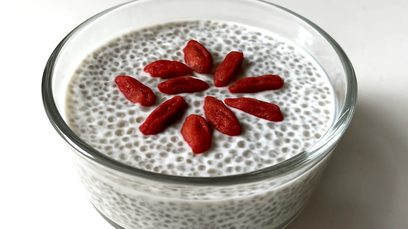 Pudding de graines de chia aux baies de goji et lait d'amande"