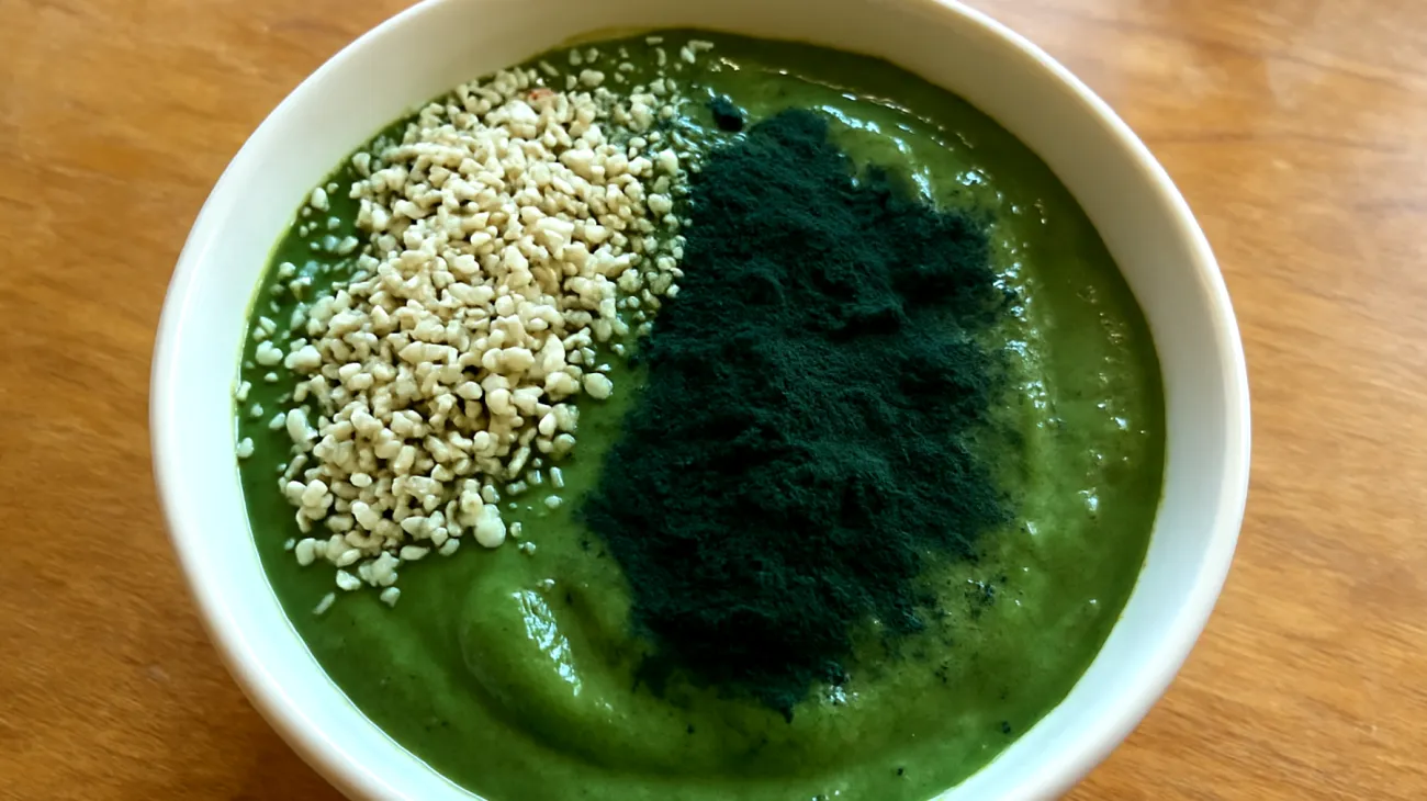 Smoothie bowl aux graines de chanvre et spiruline"
