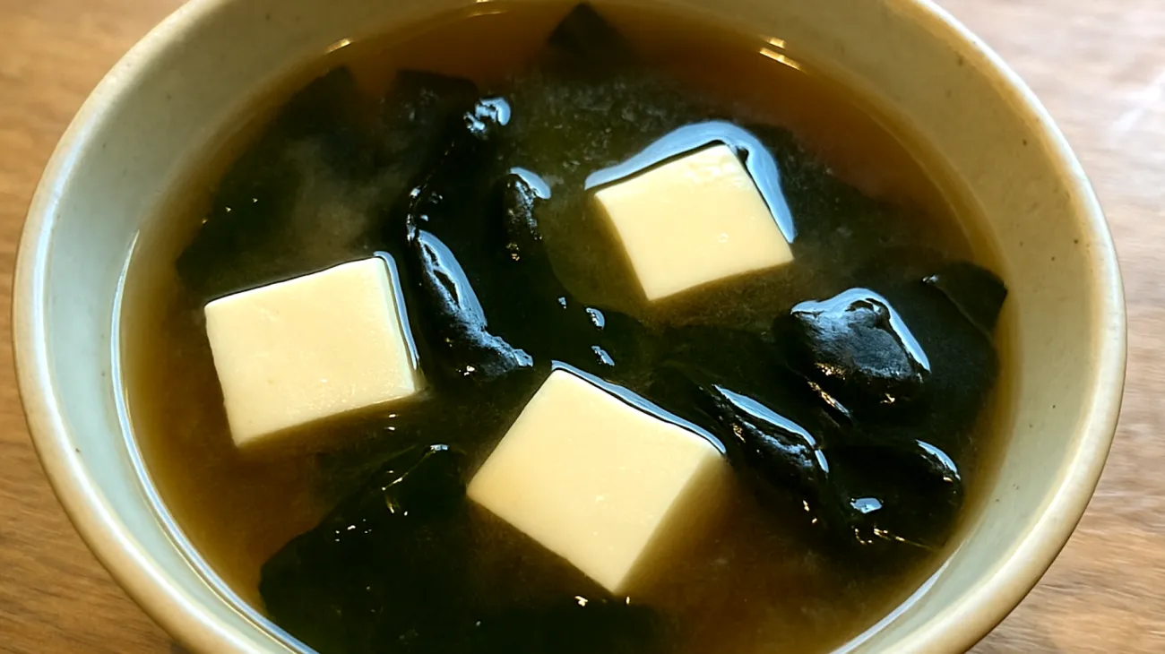 Soupe de miso au wakamé et tofu soyeux"